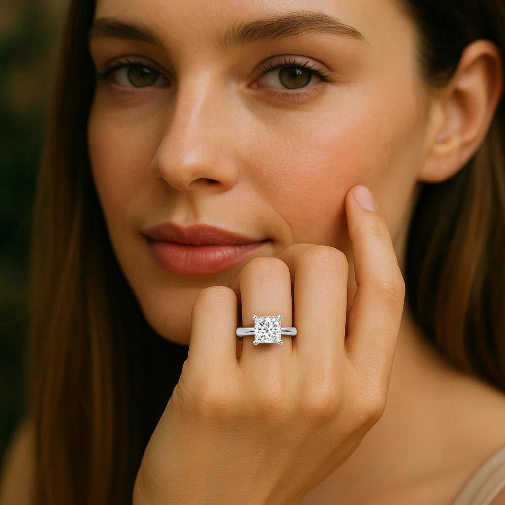 Ashbourne princess cut solitaire, lab-grown diamonds, 14K white gold