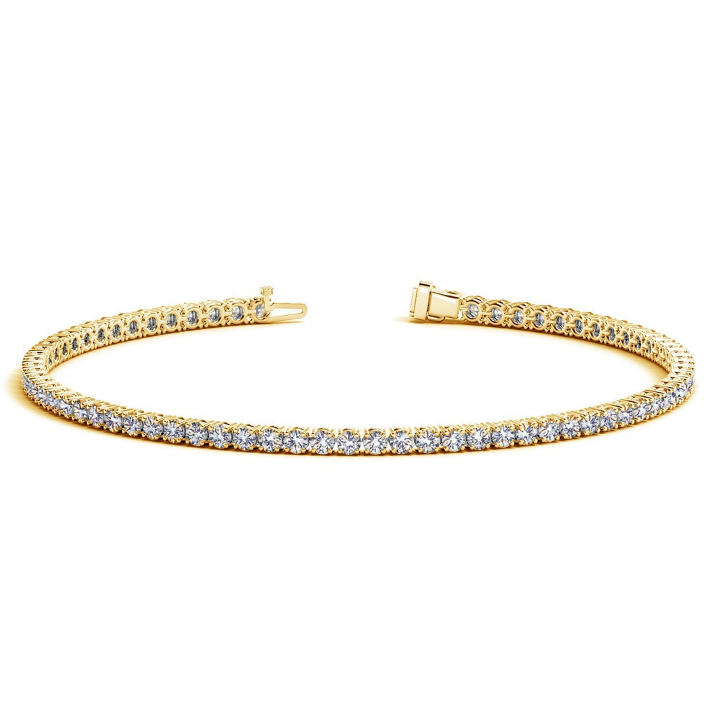Ashbourne round cut tennis bracelet, 2 ct lab-grown diamonds, 14K yellow gold