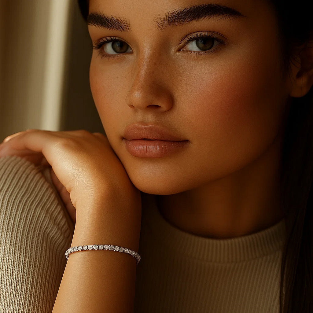 Ashbourne round cut tennis bracelet, 2 ct lab-grown diamonds, 14K white gold