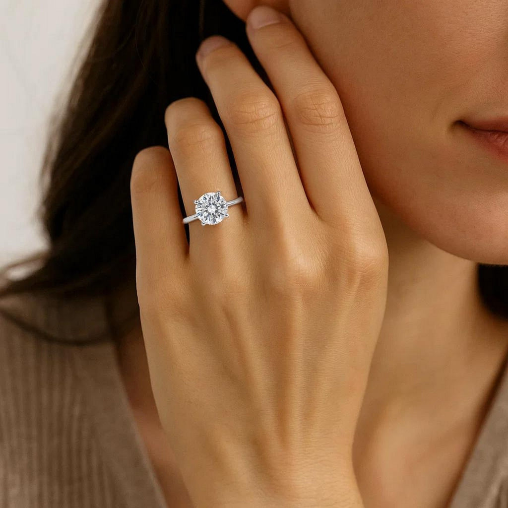 Ashbourne round cut solitaire, lab-grown diamonds, 14K white gold