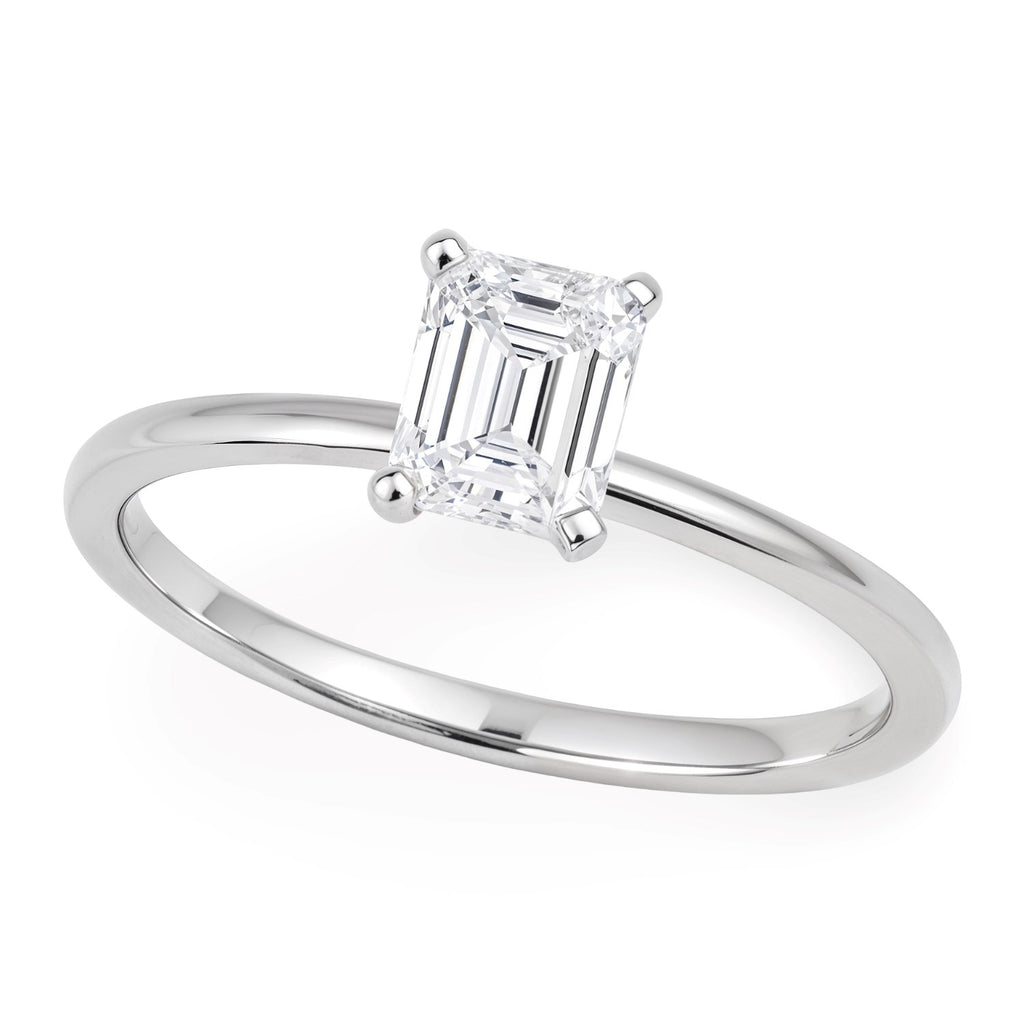 Ashbourne emerald cut solitaire, lab-grown diamonds, 14K white gold
