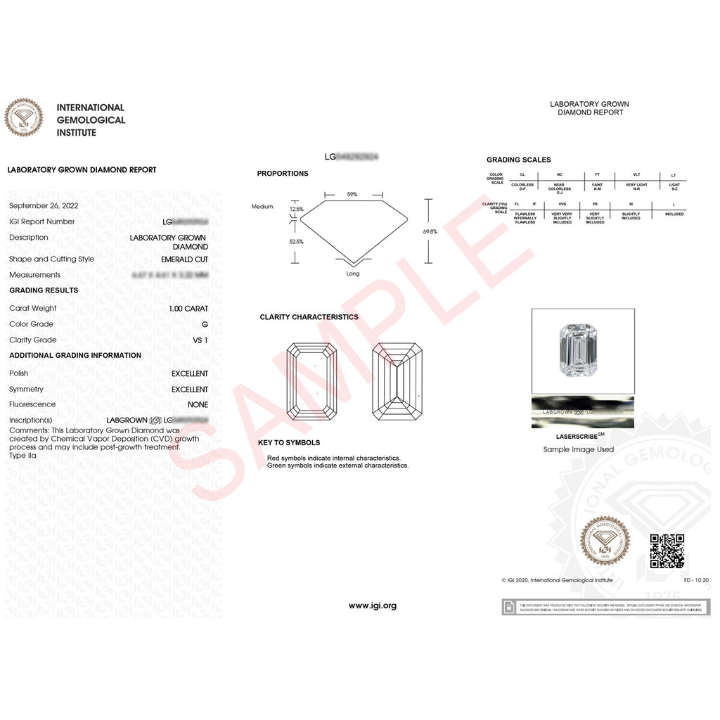 Ashbourne emerald cut solitaire, lab-grown diamonds, 14K white gold