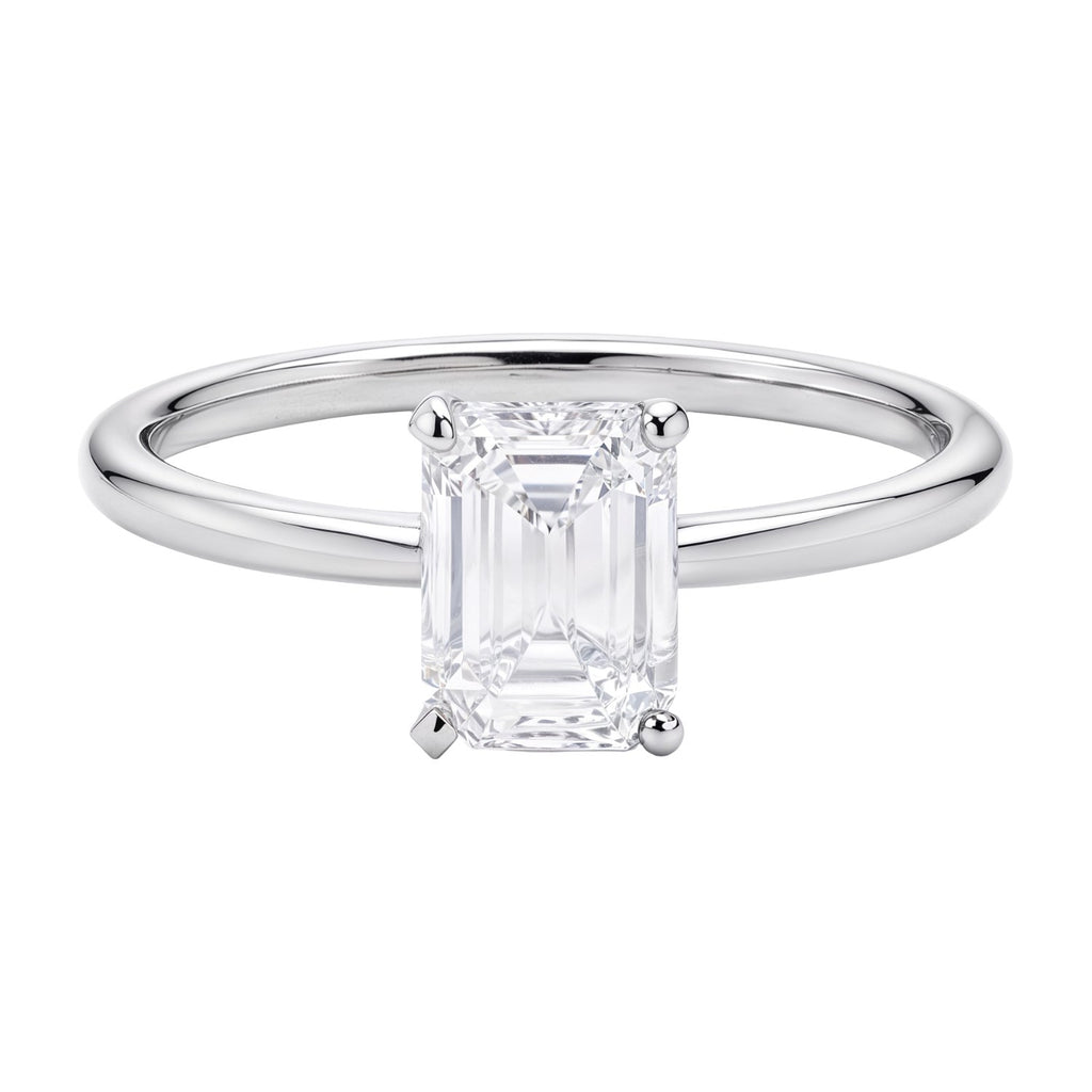 Ashbourne emerald cut solitaire, lab-grown diamonds, 14K white gold