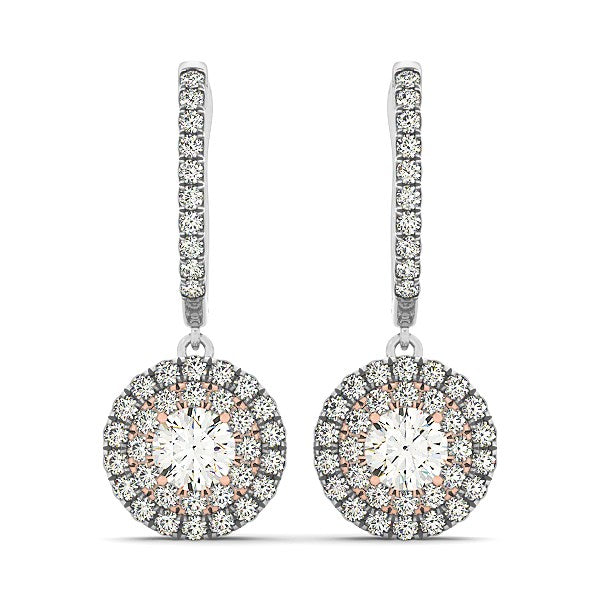 Ashbourne lab-grown diamond drop earrings, 3/4 ct, 14K white & rose gold