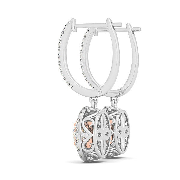 Ashbourne lab-grown diamond drop earrings, 3/4 ct, 14K white & rose gold
