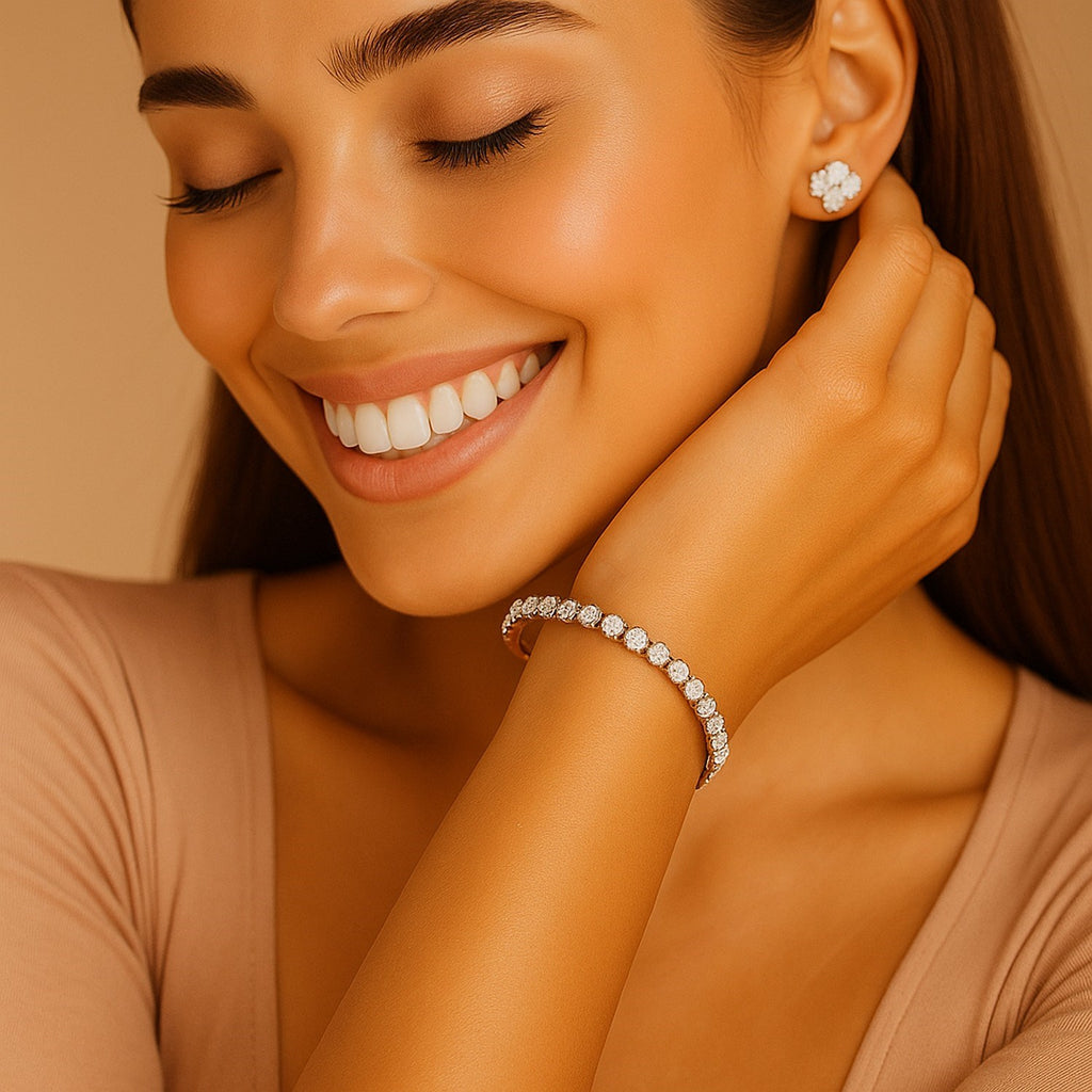 Ashbourne round cut tennis bracelet, 5 ct lab-grown diamonds, 14K yellow gold