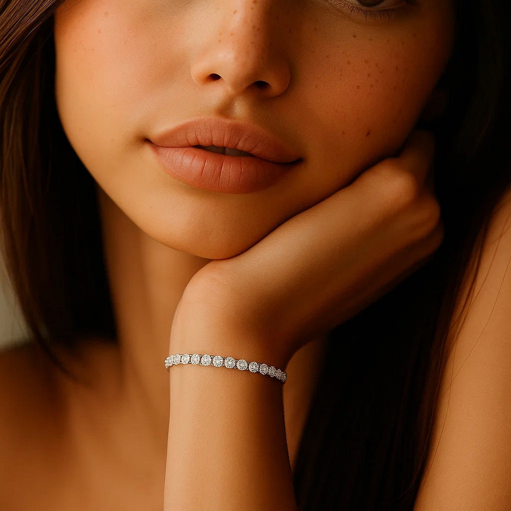 Ashbourne round cut tennis bracelet, 4 ct lab-grown diamonds, 14K white gold