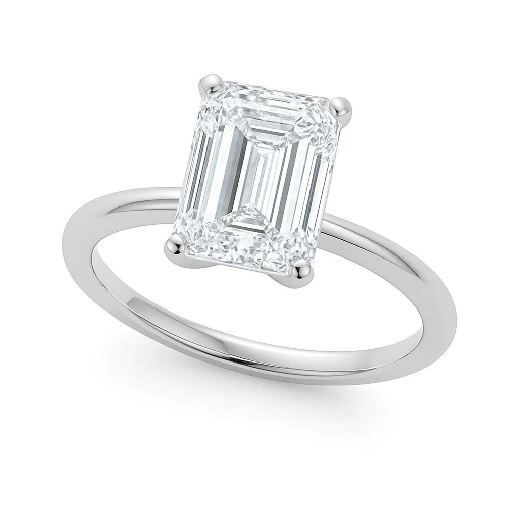 Ashbourne emerald cut solitaire, lab-grown diamonds, 14K white gold