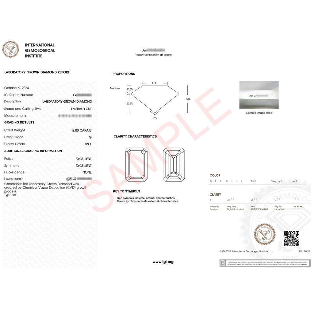 Ashbourne emerald cut solitaire, lab-grown diamonds, 14K white gold