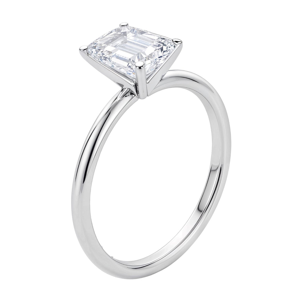Ashbourne emerald cut solitaire, lab-grown diamonds, 14K white gold