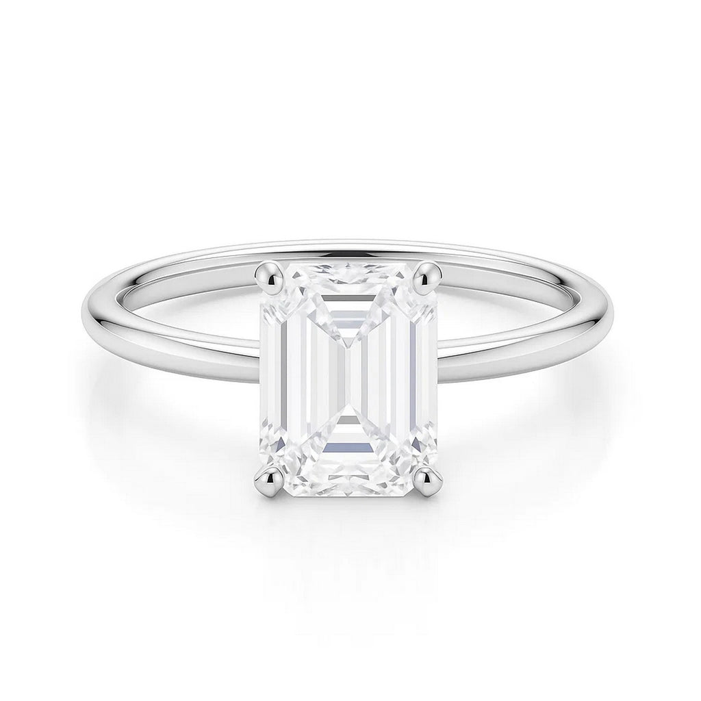 Ashbourne emerald cut solitaire, lab-grown diamonds, 14K white gold