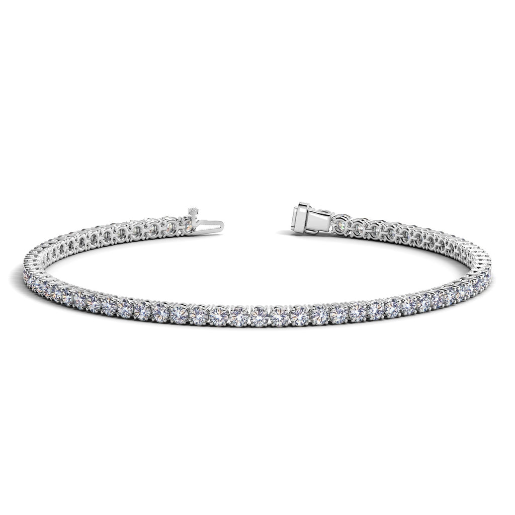 Ashbourne round cut tennis bracelet, 3 ct lab-grown diamonds, 14K white gold