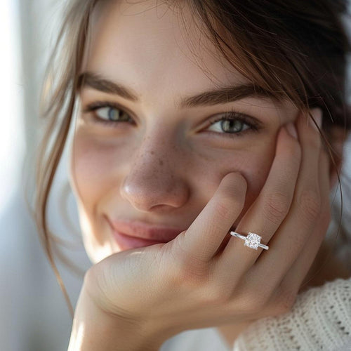 Ashbourne cushion cut solitaire, lab-grown diamonds, 14K white gold