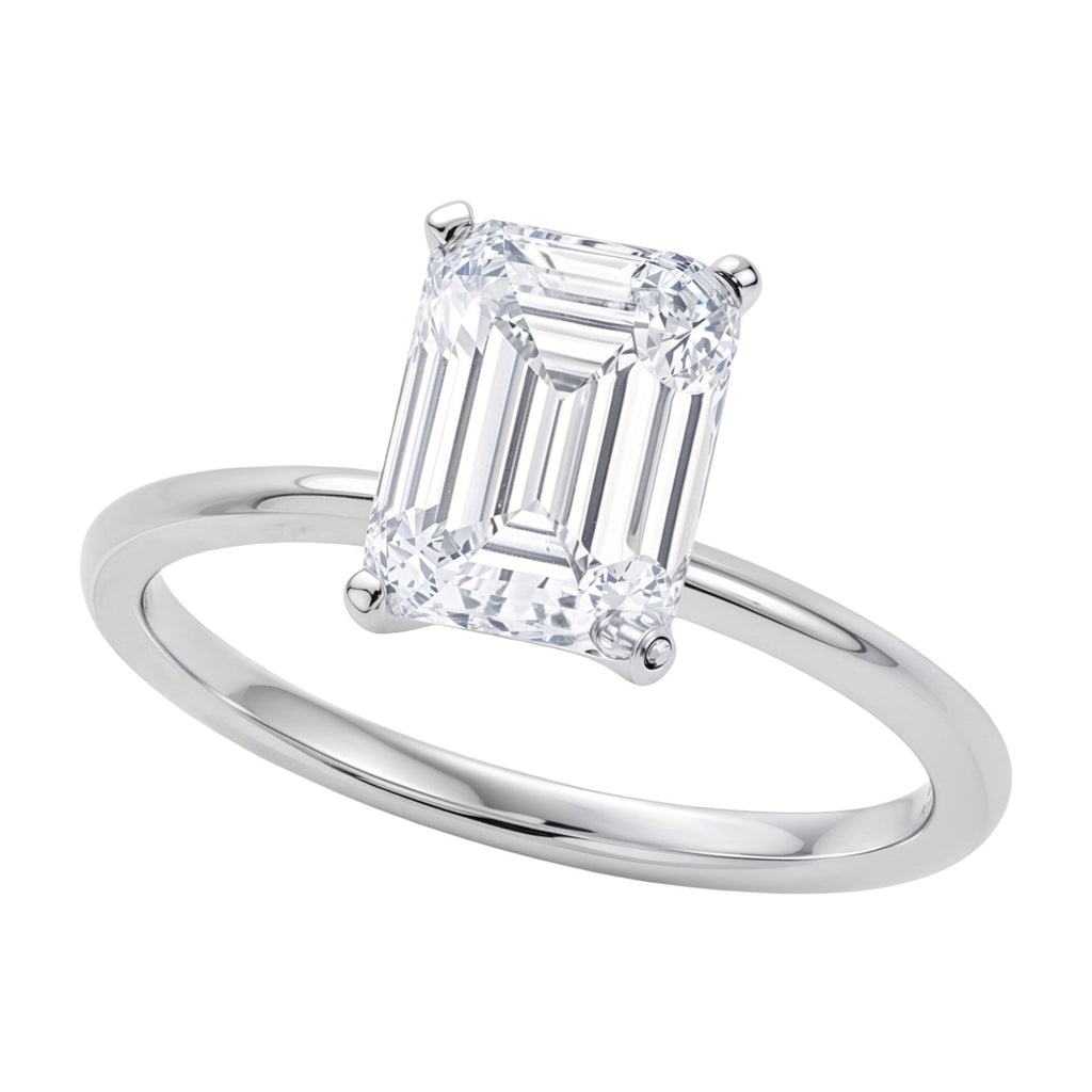Ashbourne emerald cut solitaire, lab-grown diamonds, 14K white gold