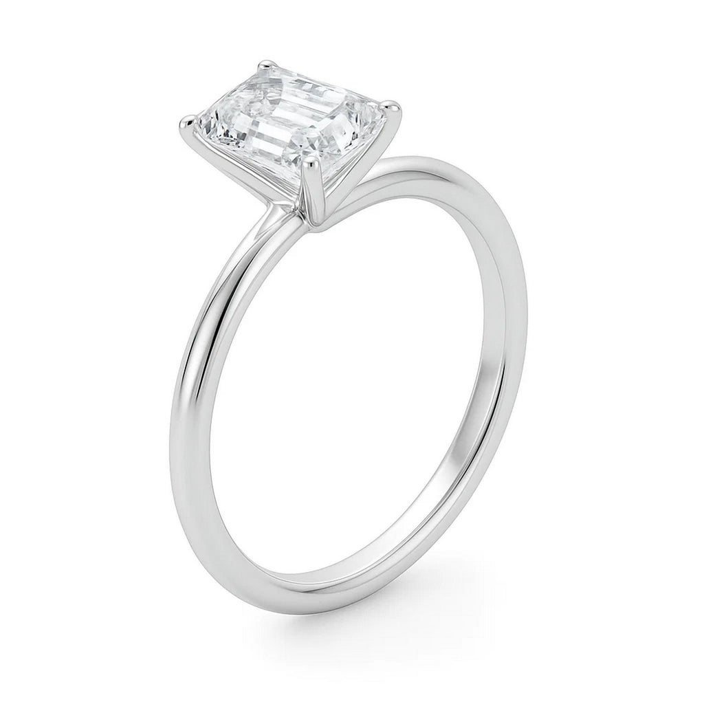 Ashbourne emerald cut solitaire, lab-grown diamonds, 14K white gold