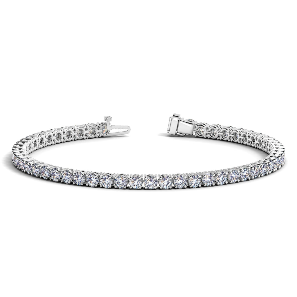 Ashbourne round cut tennis bracelet, 6 ct lab-grown diamonds, 14K white gold
