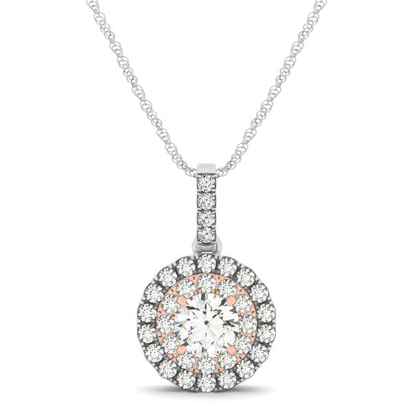Ashbourne lab-grown diamond pendant, 14K white & rose gold