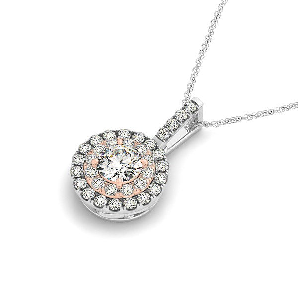Ashbourne lab-grown diamond pendant, 14K white & rose gold