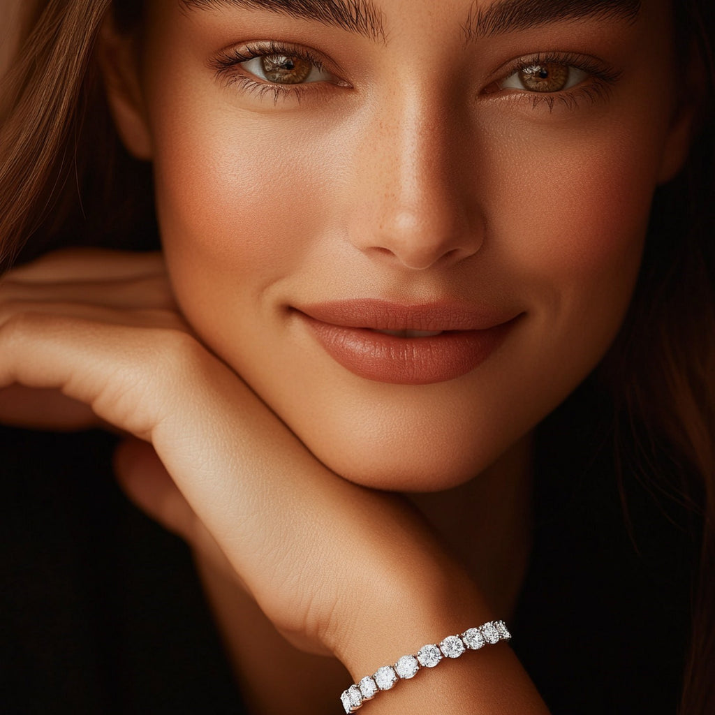 Ashbourne round cut tennis bracelet, 8 ct lab-grown diamonds, 14K white gold