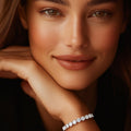 Ashbourne round cut tennis bracelet, 8 ct lab-grown diamonds, 14K white gold